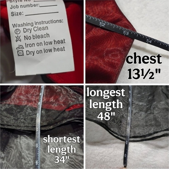 Custom Black & Red Chiffon Dress ✦ Girls 6 ✦ Handmade Roses Sparkle Sash Formal - Picture 12 of 16